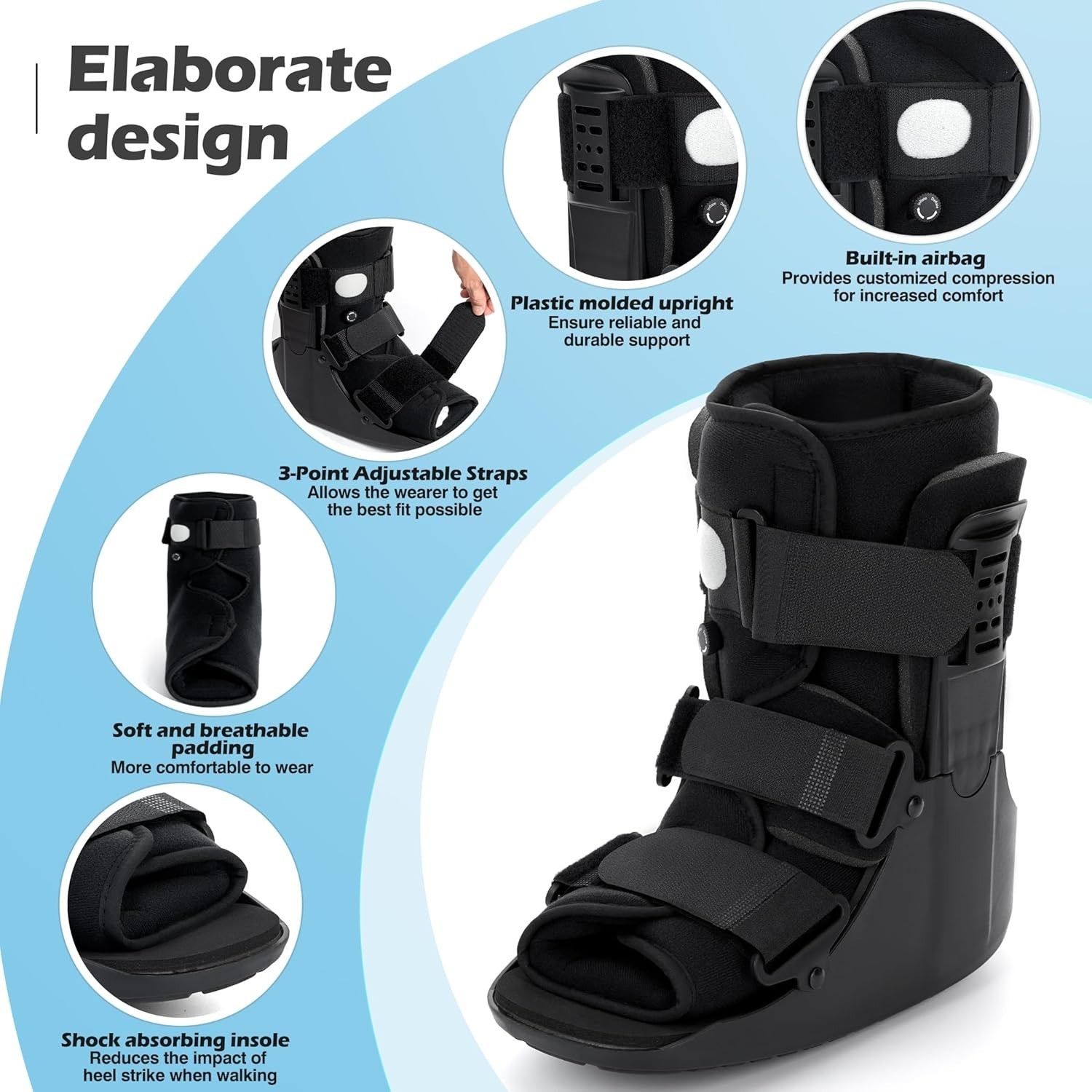 Honarry Walking Boot for Broken Foot & Injuries for Ankle/Foot Recovery Large