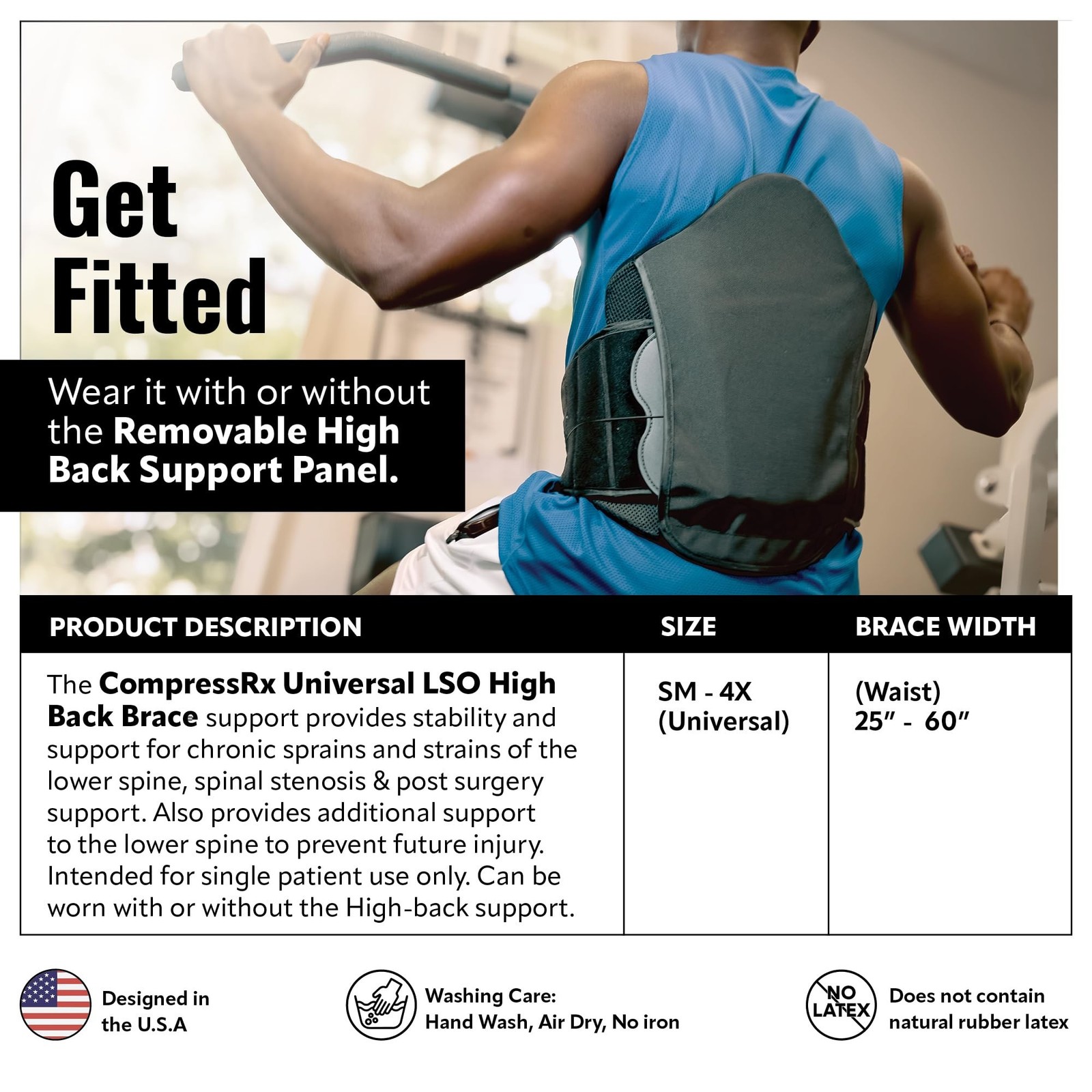 Braceapedia CompressRx Universal LSO High Back Brace – Lumbar Support Belt