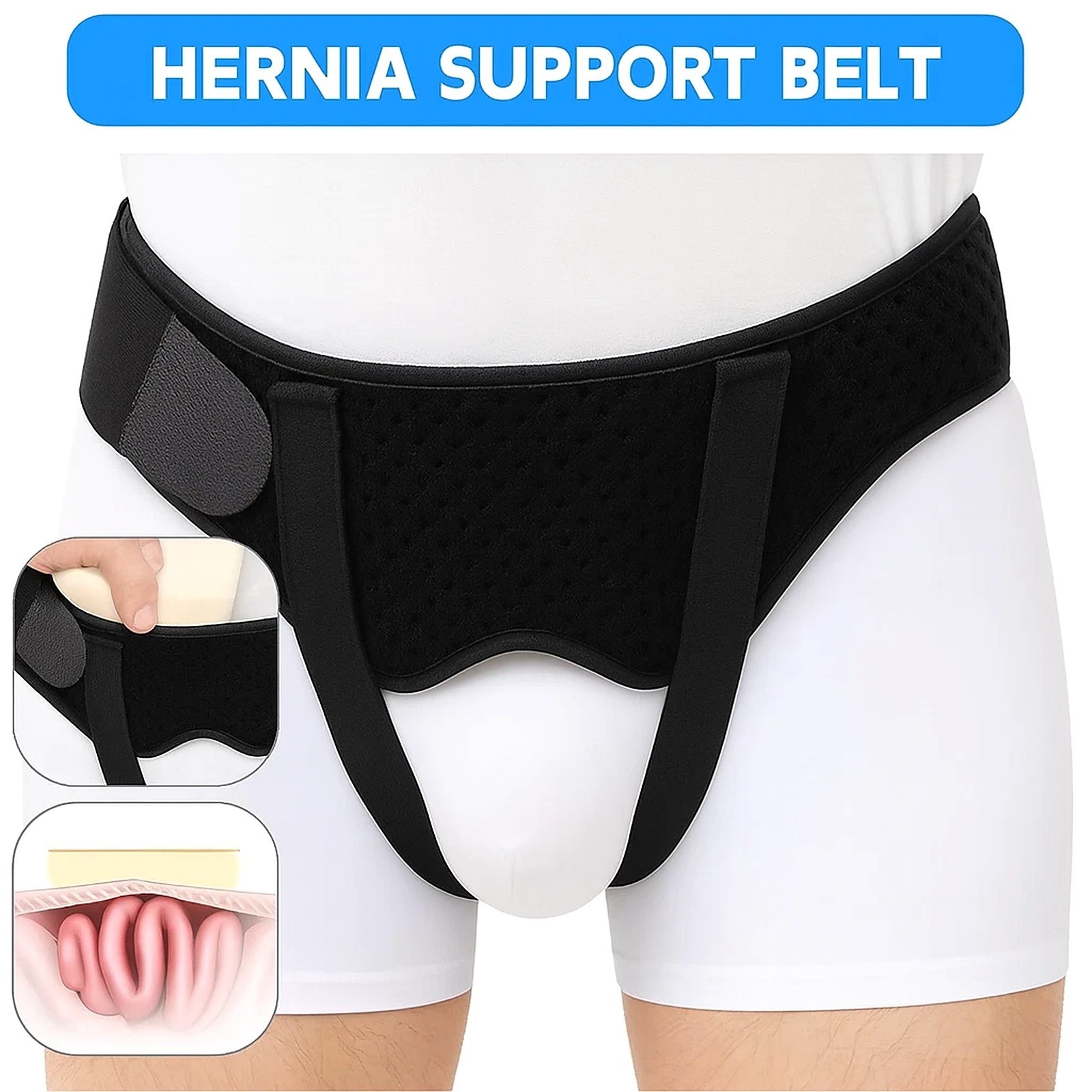 Hernia Support Belt for Men Inguinal Truss Groin Adjustable Compression Pads US