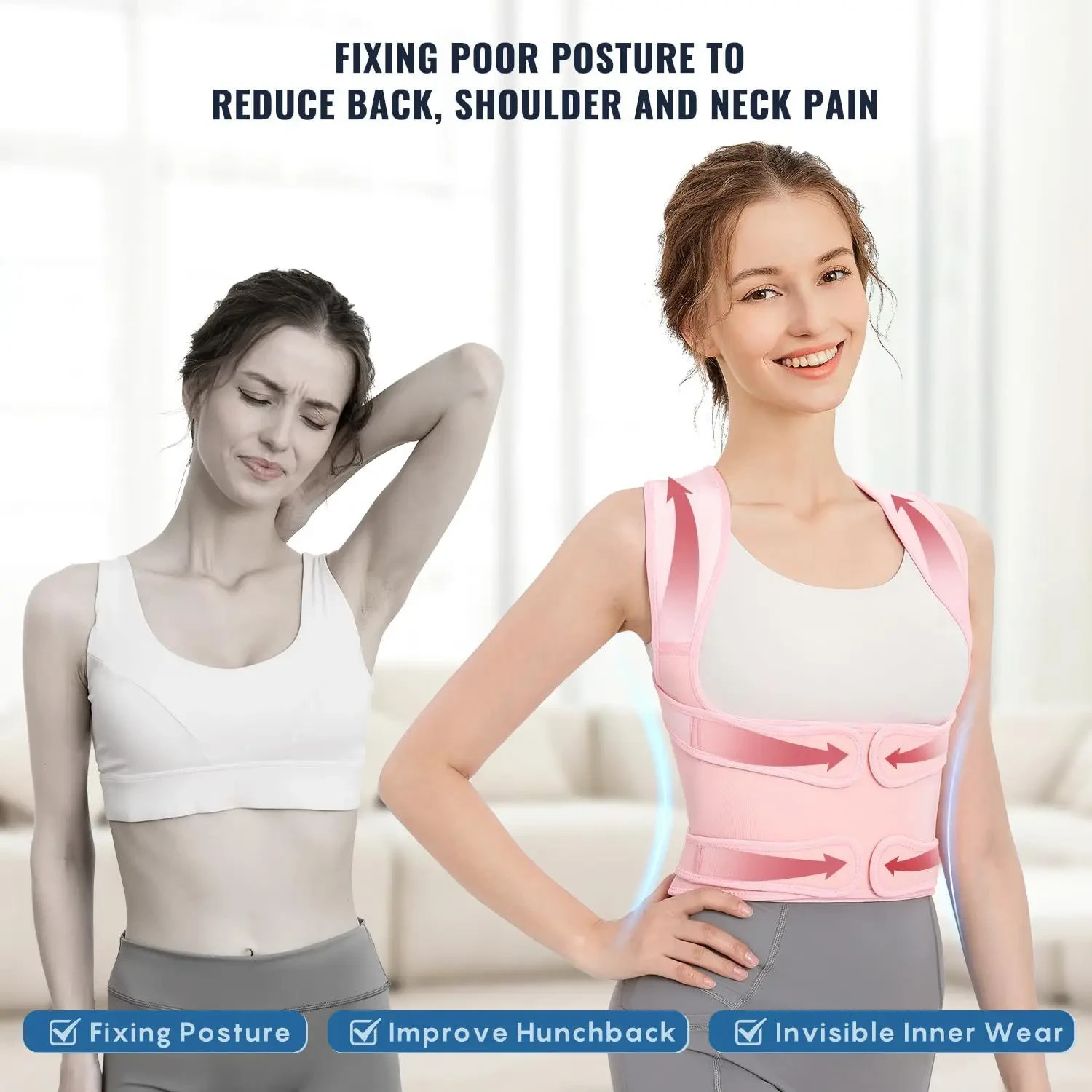 Back Brace Posture Corrector Women Men Shoulder Straightener Adjustable Support