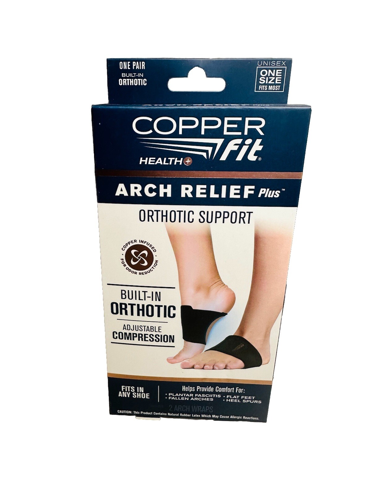 Copper Fit Health Unisex Arch Relief Plus with Built-In Orthotic Support – Black