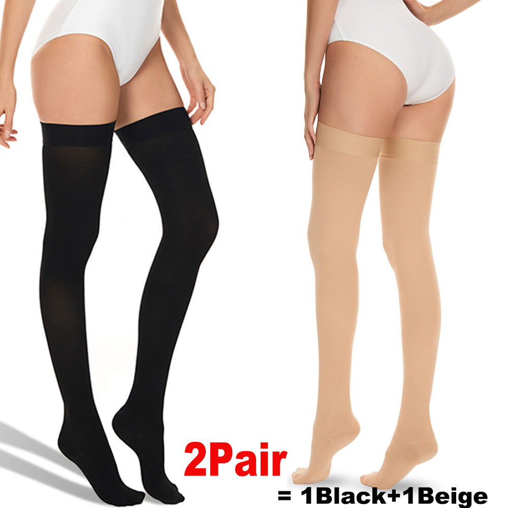2 Pair Thigh High Compression Socks 20-30 mmHg Support Stockings Medical Grade-Ⅱ