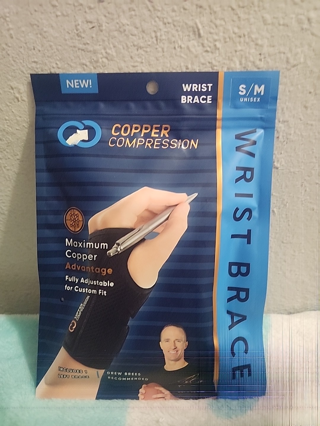 Copper Compression Wrist Brace Adjustable Orthopedic Support Left Brace S/M