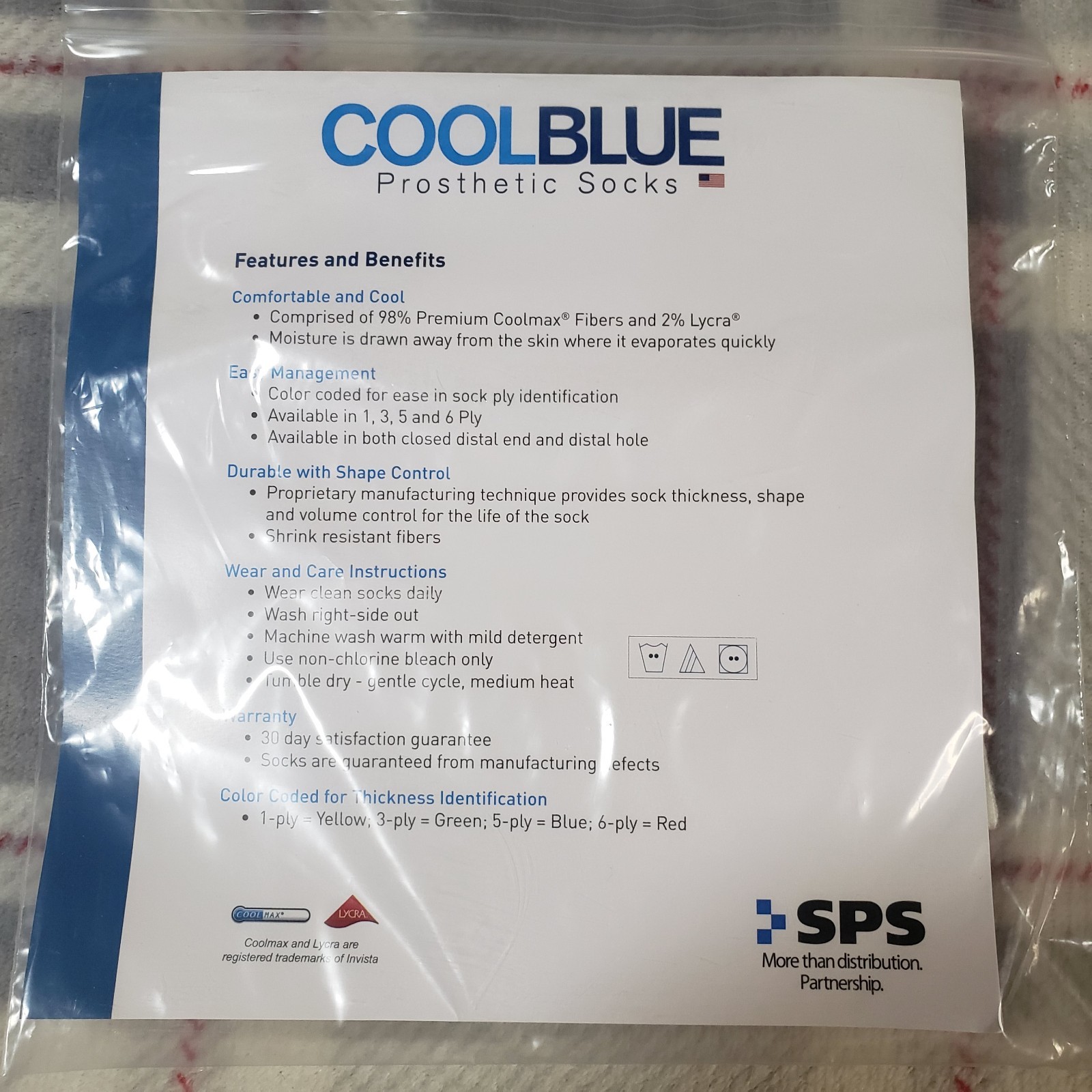NEW Cool Blue Prosthetic Sock 1 Ply CB1MDSH2 – Size 1,2 – Length 10-14