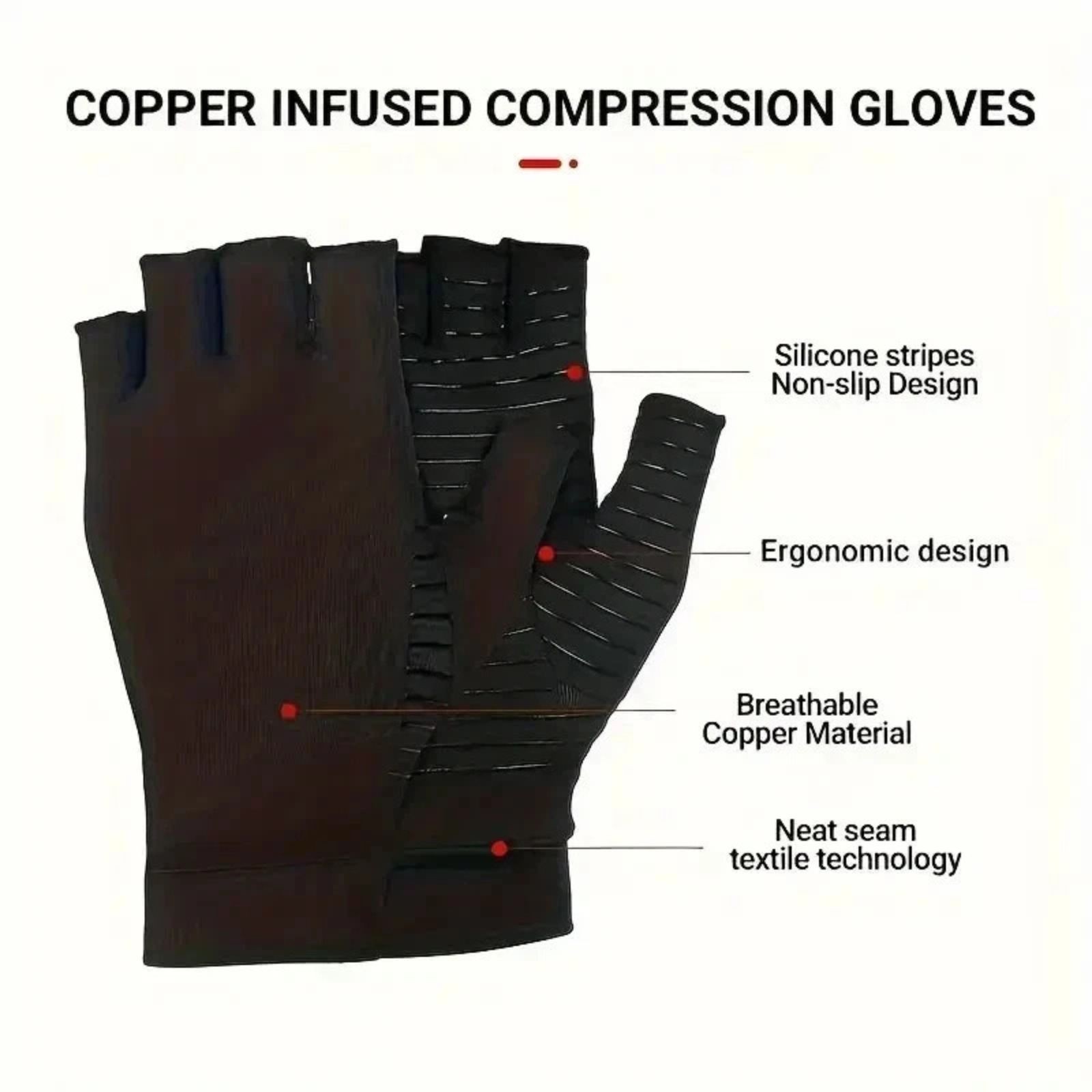 Copper Arthritis Compression Gloves Hand Support Pain Relief Joint Self Care