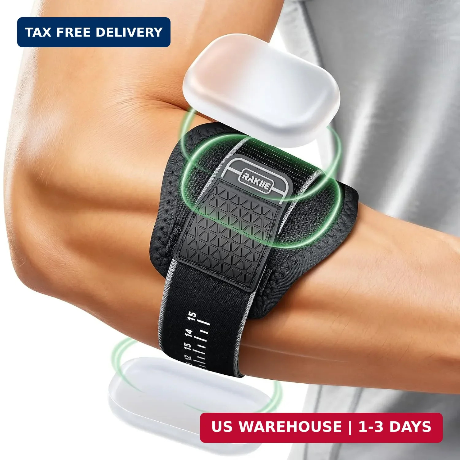 Upgraded Tennis Elbow Brace for Men Women with 2 Silicone Pads Support for Sport