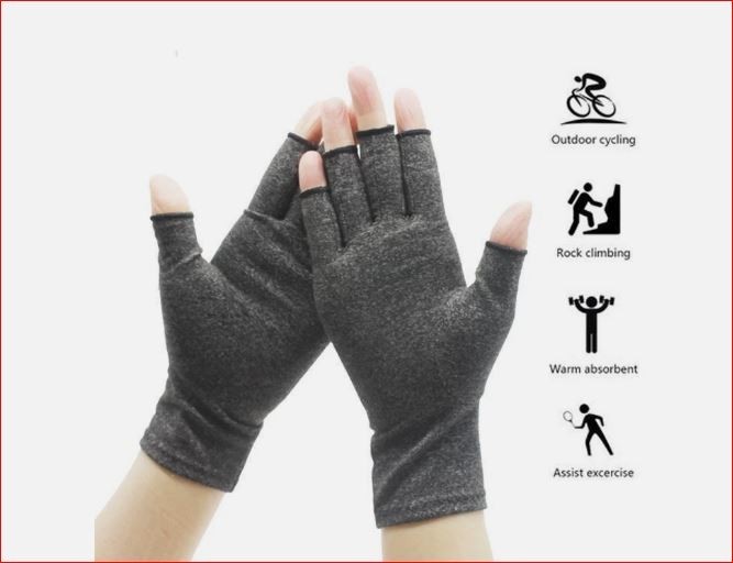 Copper Compression Arthritis Gloves Hand Wrist Support, Pain Relief Fingerless