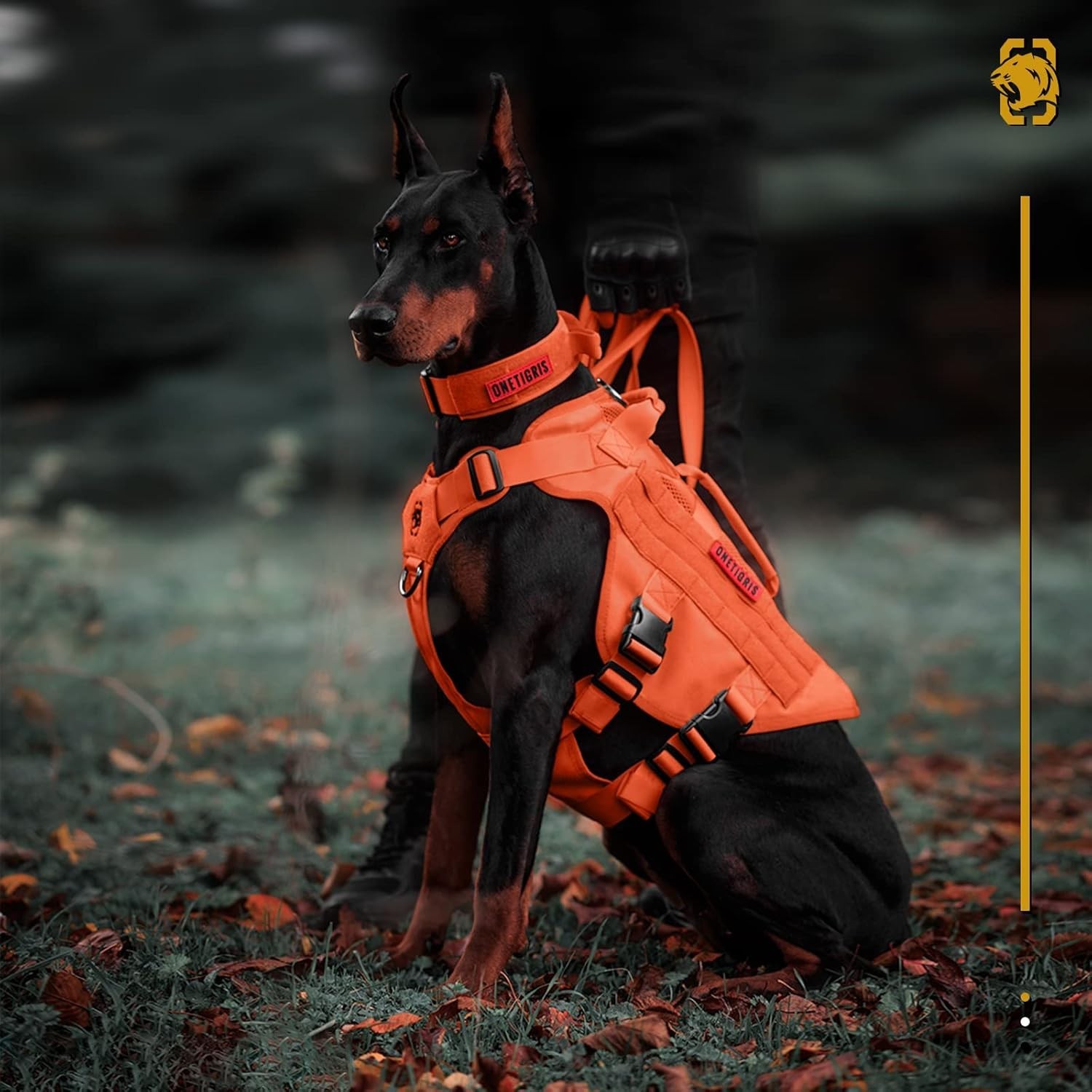 OneTigris Tactical Dog Harness No Pull size M Breathable Mesh Handle Orange