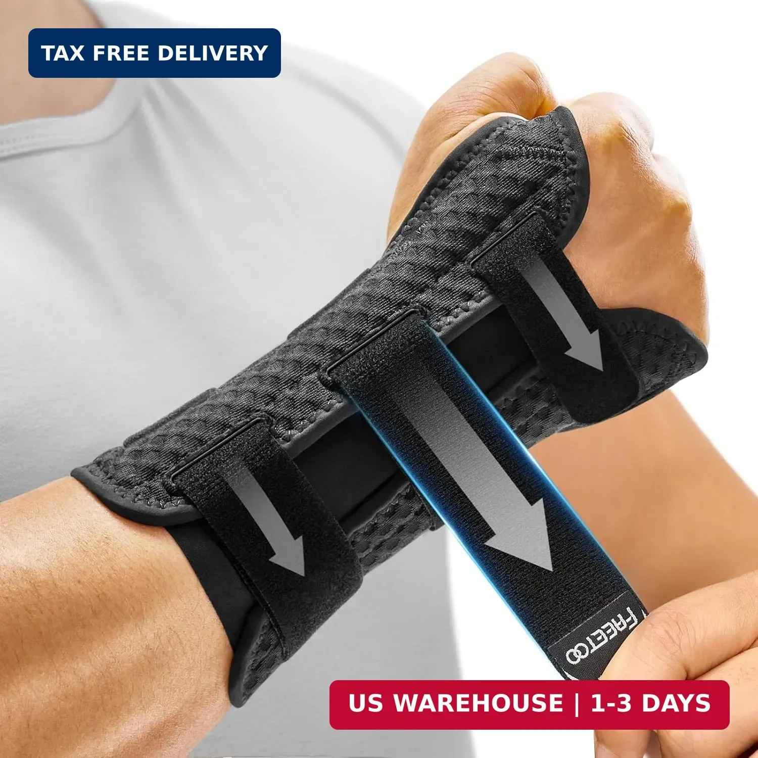 FREETOO Reversible Carpal Tunnel Wrist Brace Night Support for Right Hand Left H