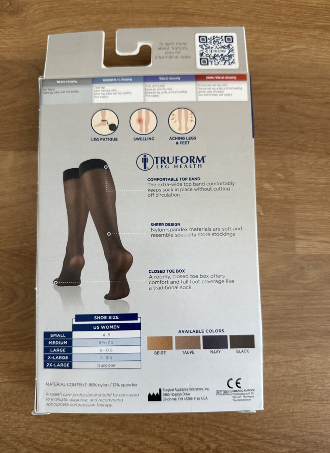 Truform Lites Ladies Sheer Knee High Compression Socks 8-15 mmHg Beige Medium