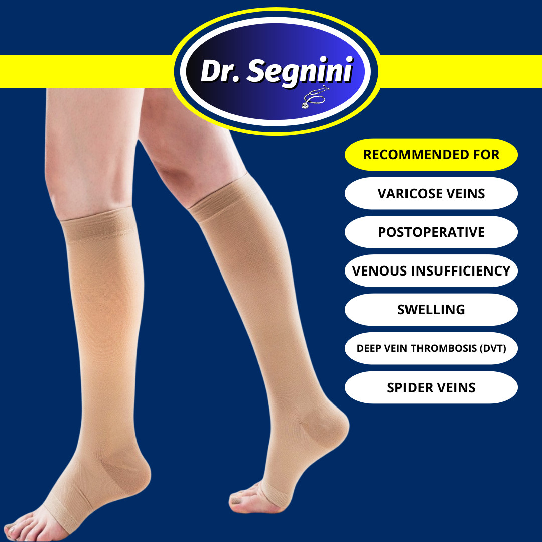 COMPRESSION STOCKINGS 20-30 mmHg KNEE HIGH OPEN TOE SOCKS VARICOSE VEIN ✅J9202✅