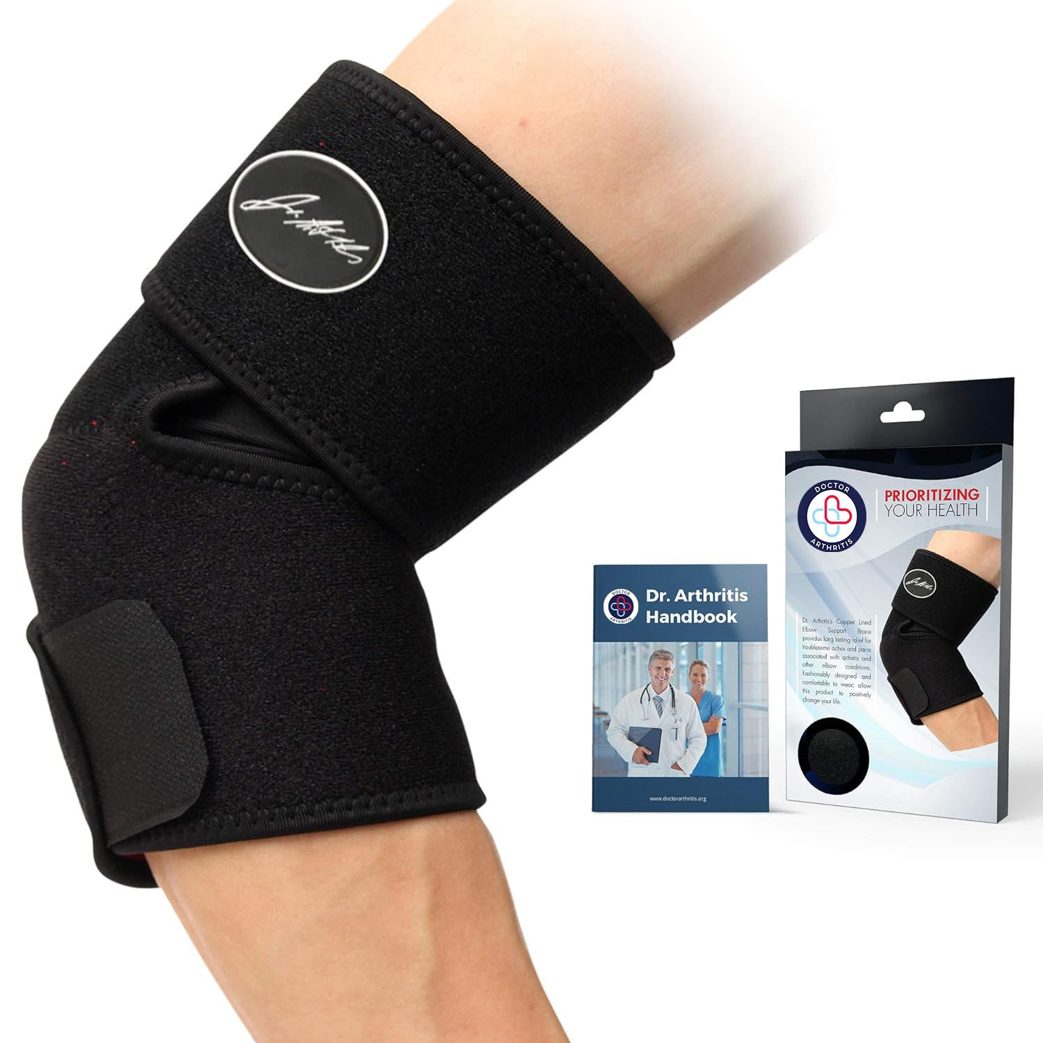 Doctor Developed Premium Copper Lined Elbow Support Brace And Handbook Relief &