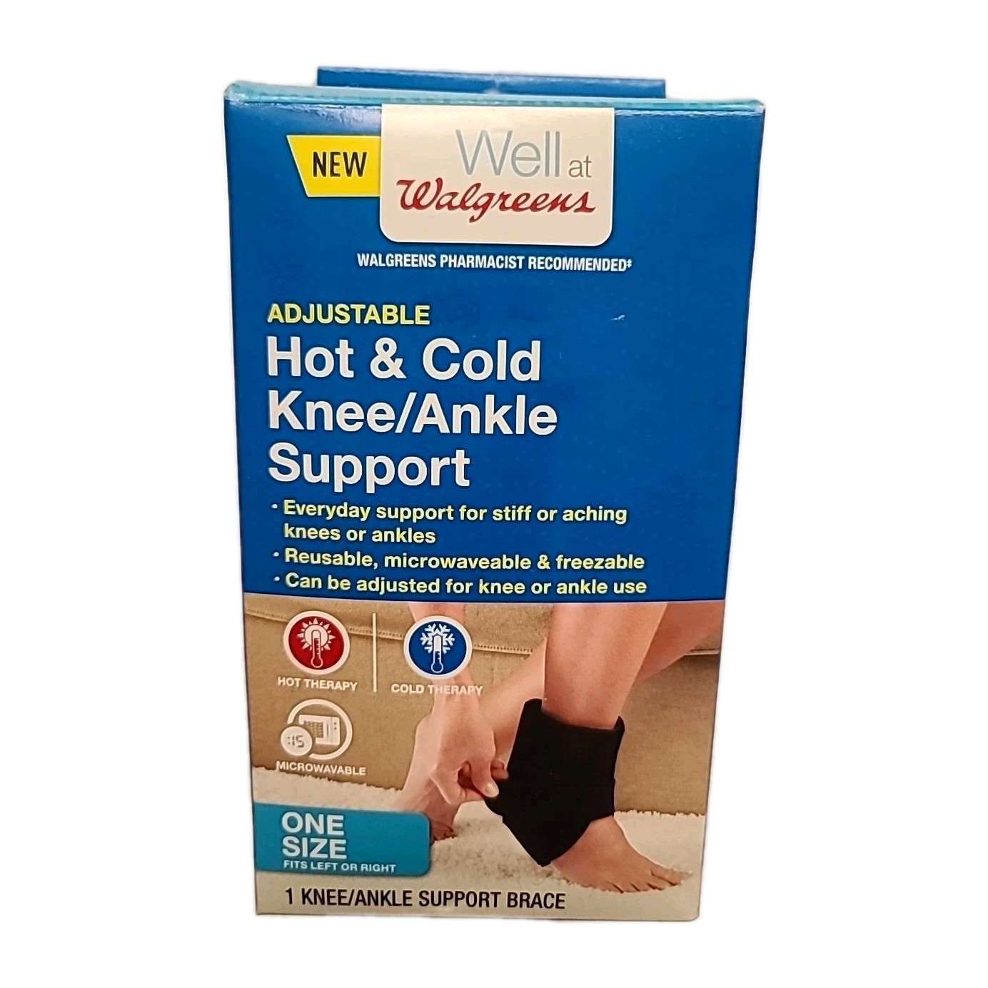 Knee Ankle Hot N Cold Support Fits Loft or Right Microwaveable Adjustable NEW