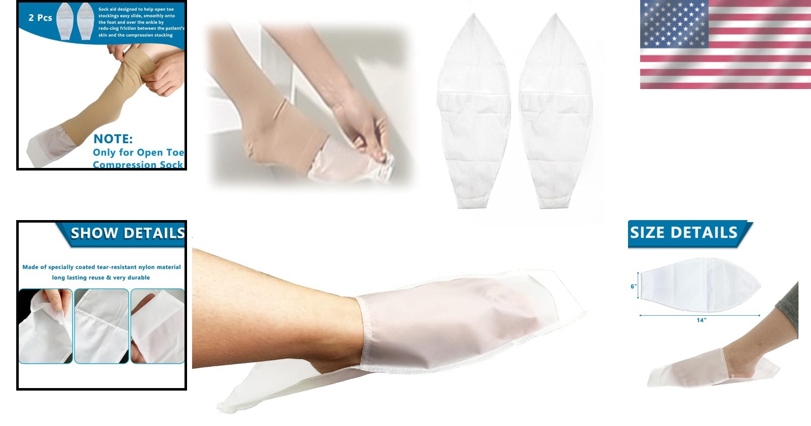 2 Pcs Open Toe Compression Sock Aid – Easy Slide Applicator for Independence