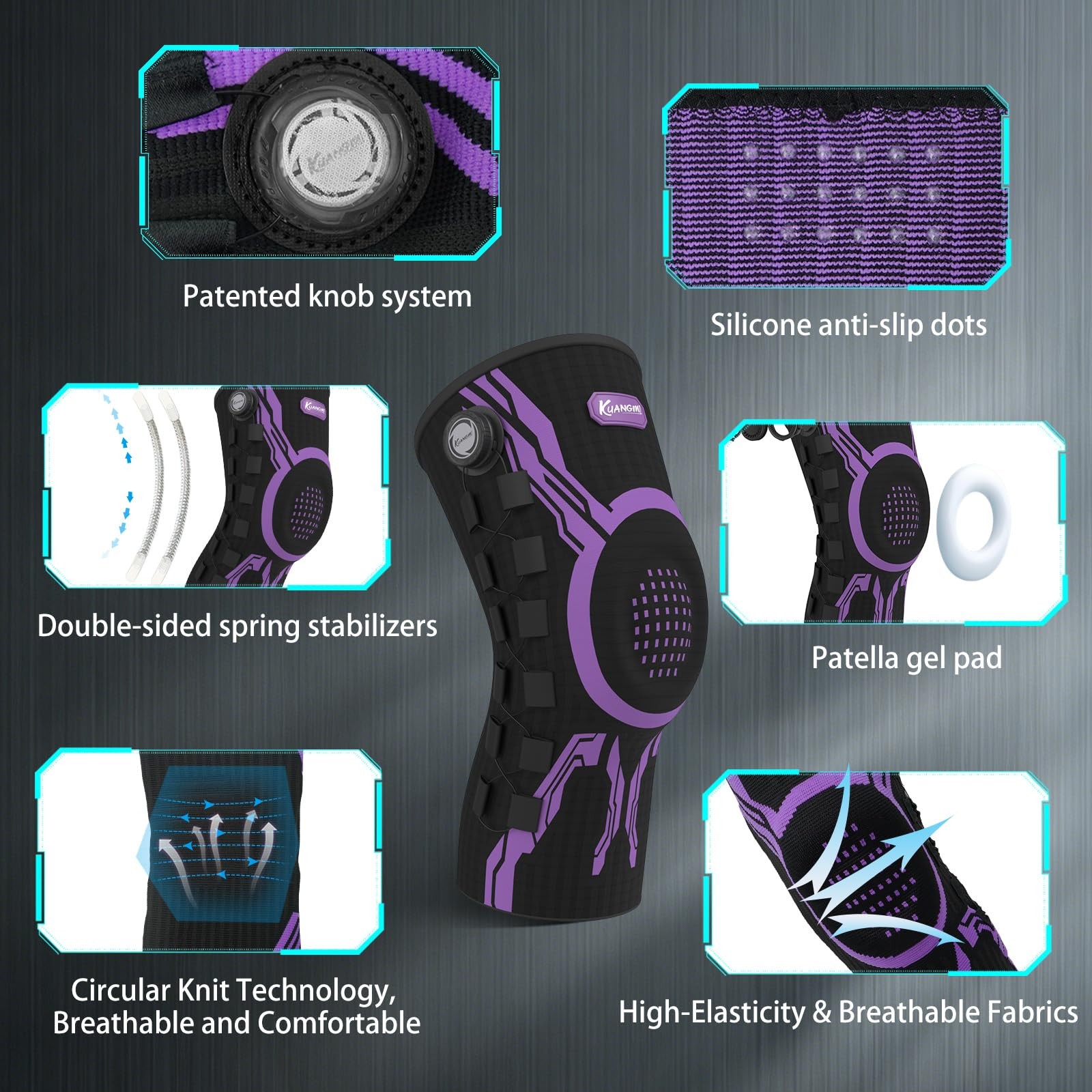 Kuangmi Knob Knee Brace for Pain Relief, Knee Support with Patella Gel Pad an…