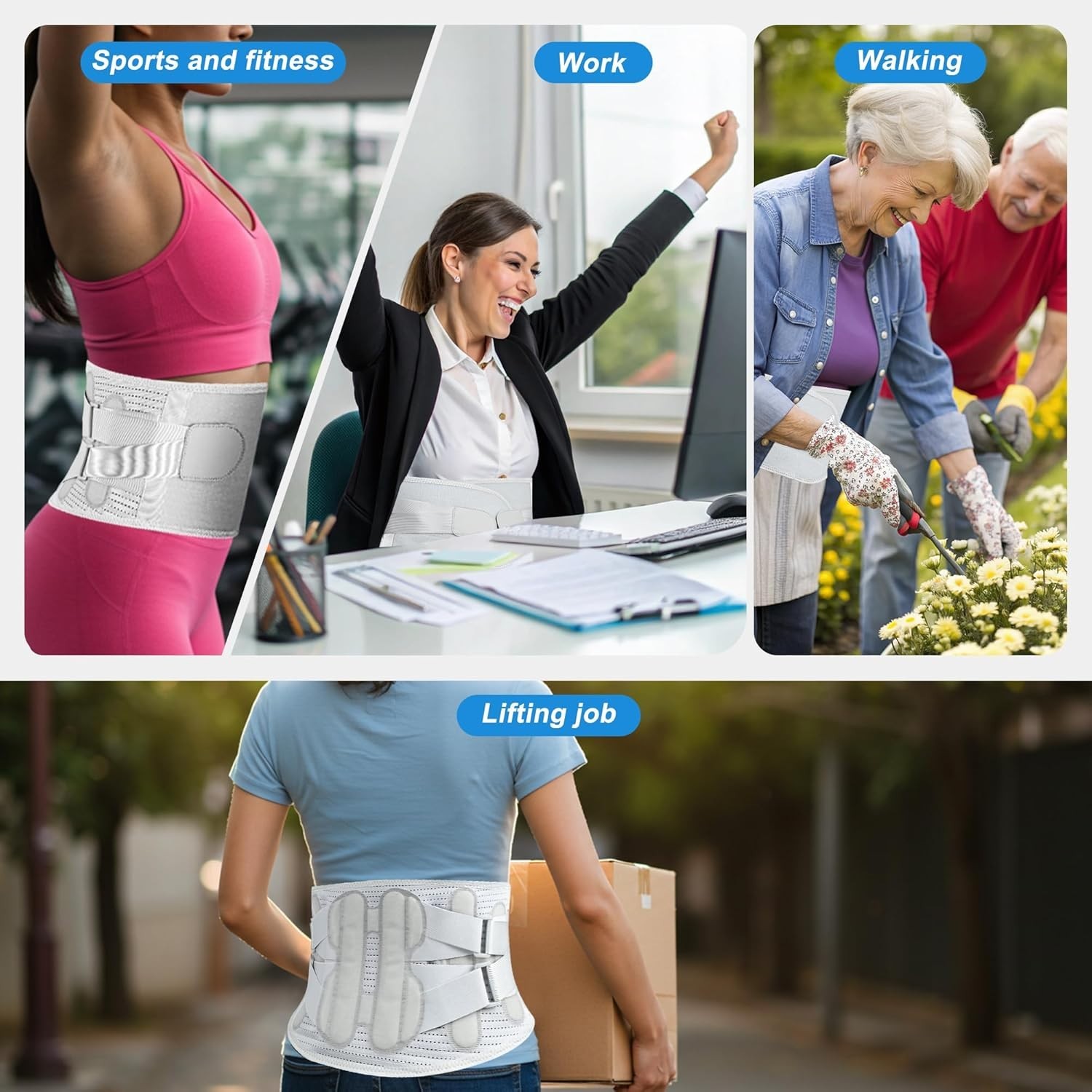 Lumbar Support Lower Waist Back Brace Pain Relief Sciatica Herniated Disc – Sz L