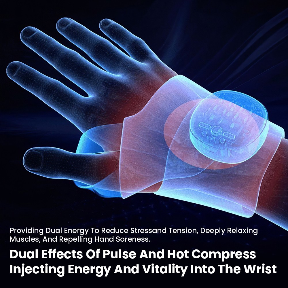 Adjustable EMS Wrist Guard 5 Modes 9 Levels Heat Massage Brace for Daily Use