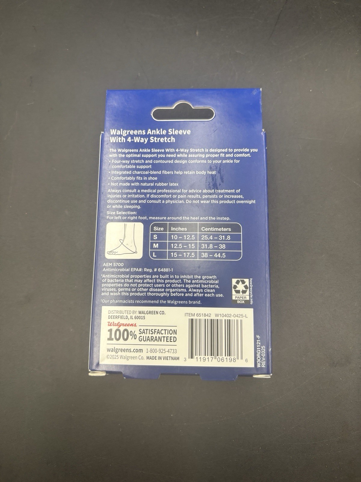 Walgreens 4-Way Stretch Ankle Sleeve Size Small (S) – Moderate Support Brand New