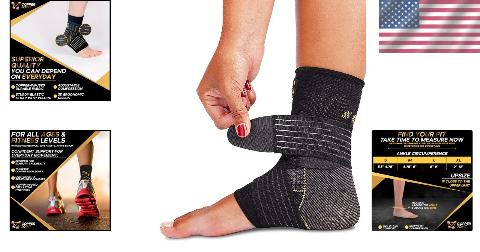 All-Day Support Ankle Brace for Men & Women – Medium, Lightweight and Breathable