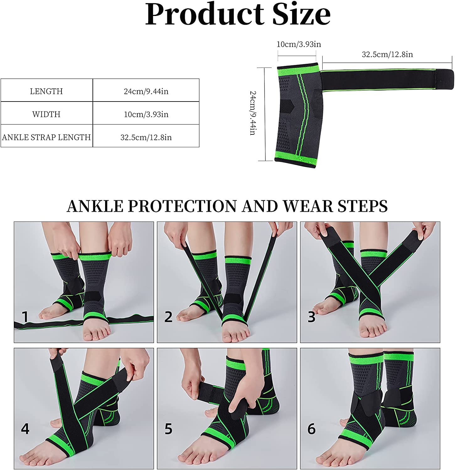 Ankle Support Brace, Elastic Ankle Compression Sleeve with Adjustable Wrap | Ank