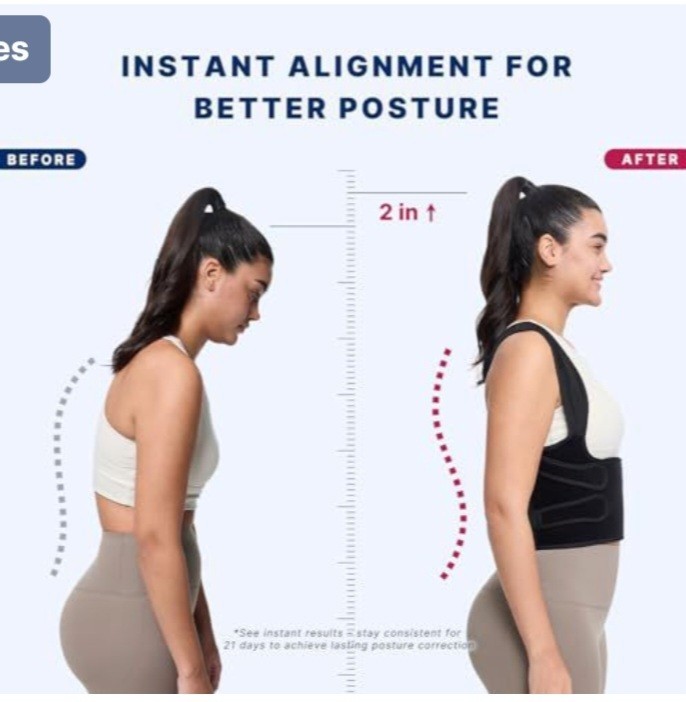 Back Brace & Posture Corrector Black/Red Unisex for Back Stabilization