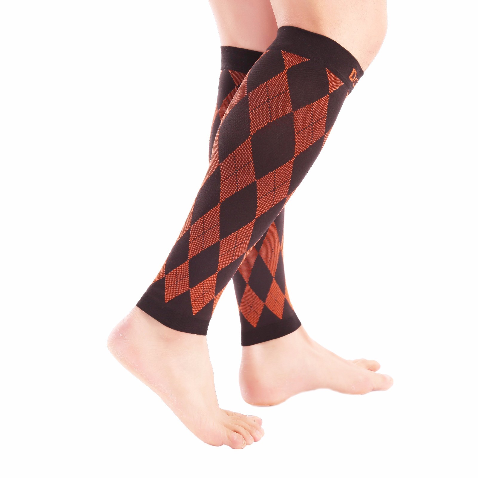 Doc Miller Calf Compression Sleeve Recover Varicose Veins 20-30mmHg BLACK/ORANGE