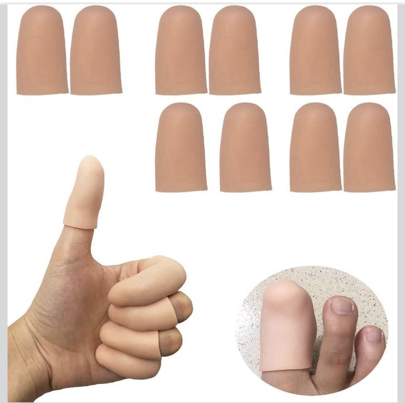 Kris-kikomy Silicone Finger Protectors Sleeves Latex Free Reusable Beige