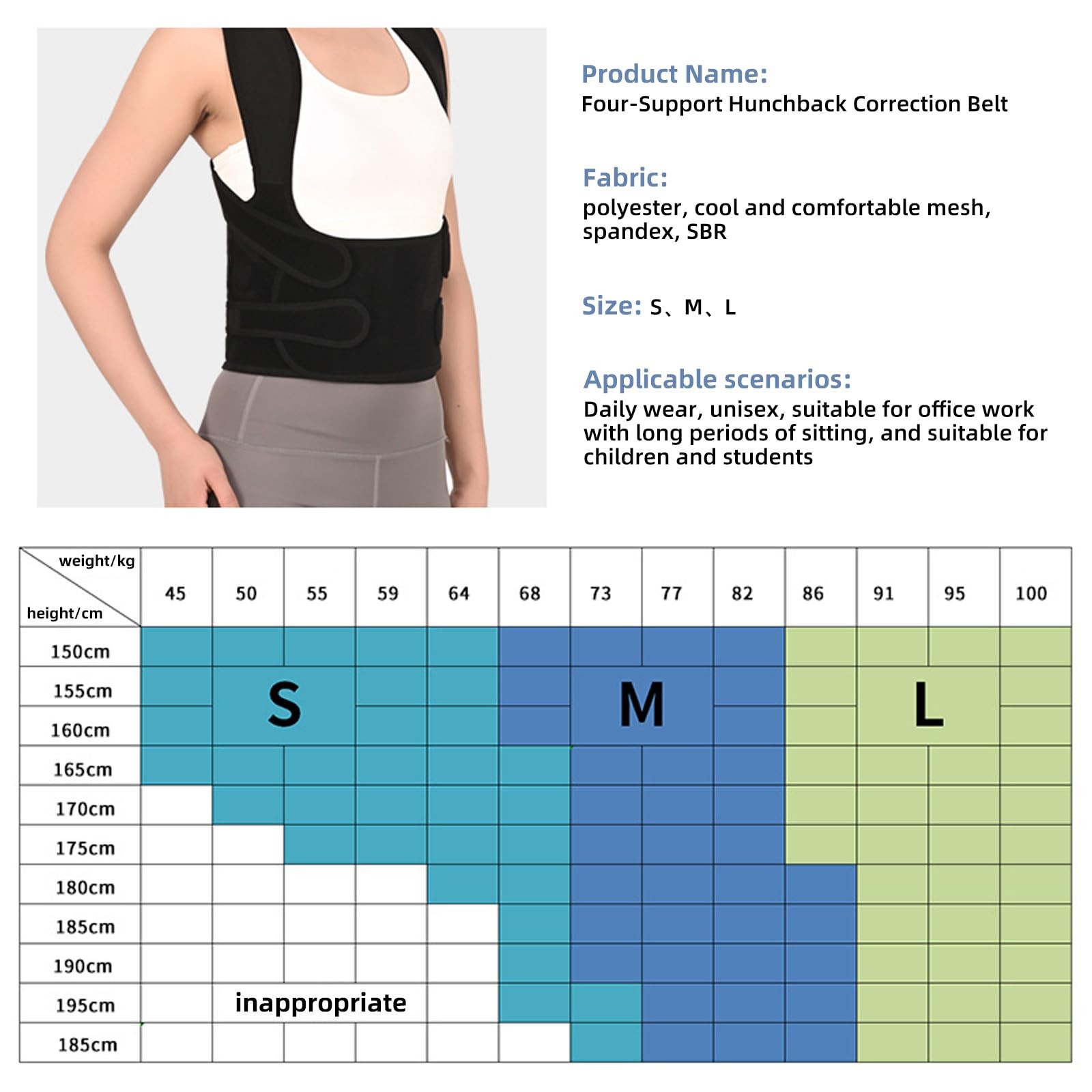 MaelPaom Posture Corrector Back Brace for Men & Women – Relieve Small, Black