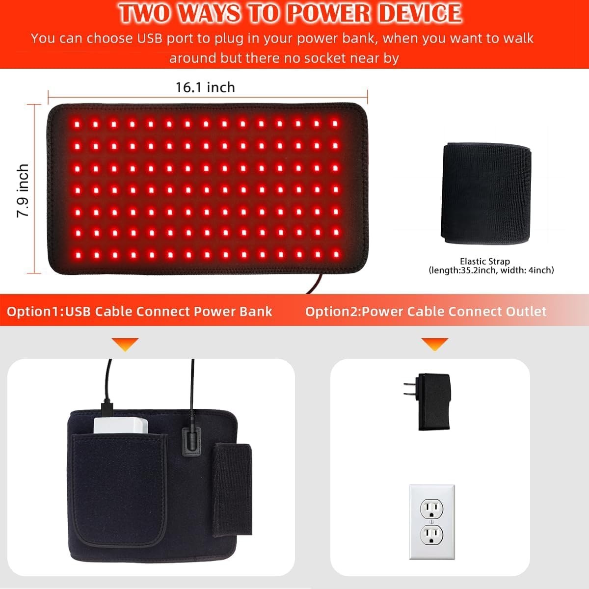 Red Light Pad for Body Back Knee Shoulder Hands Feet 660nm 850nm Home Use 3 C…