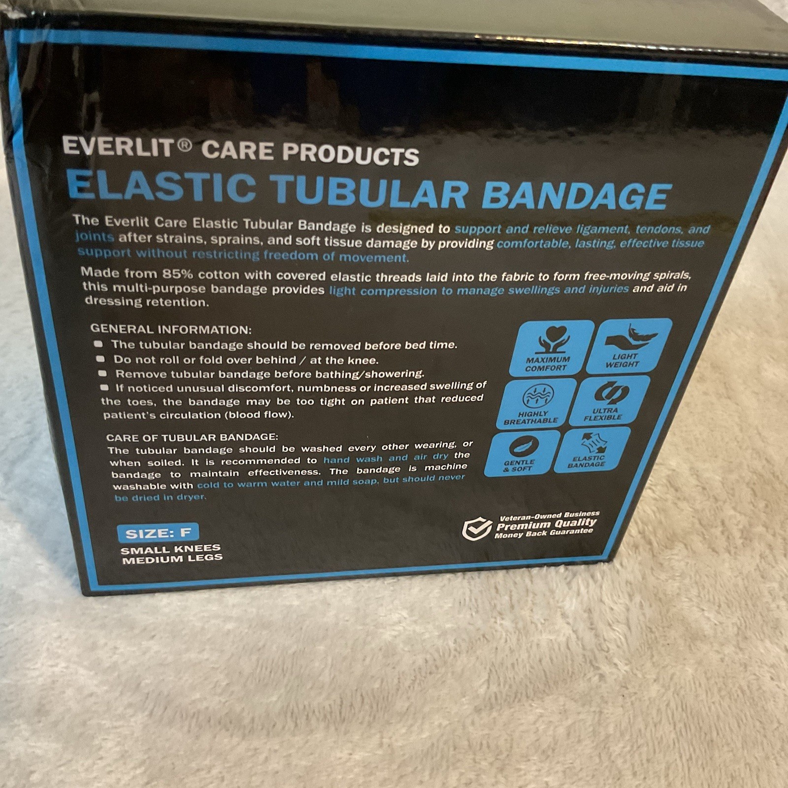 Tubular Bandage Light Compression Open Box Size F 4” X 11 Yds Everlit Care S-M