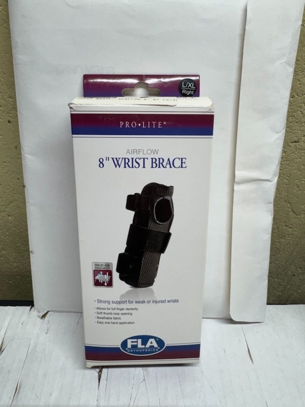 FLA Orthopedics Airflow 8″ RIGHT Wrist Brace LG/XL Thumb Loop Breathable