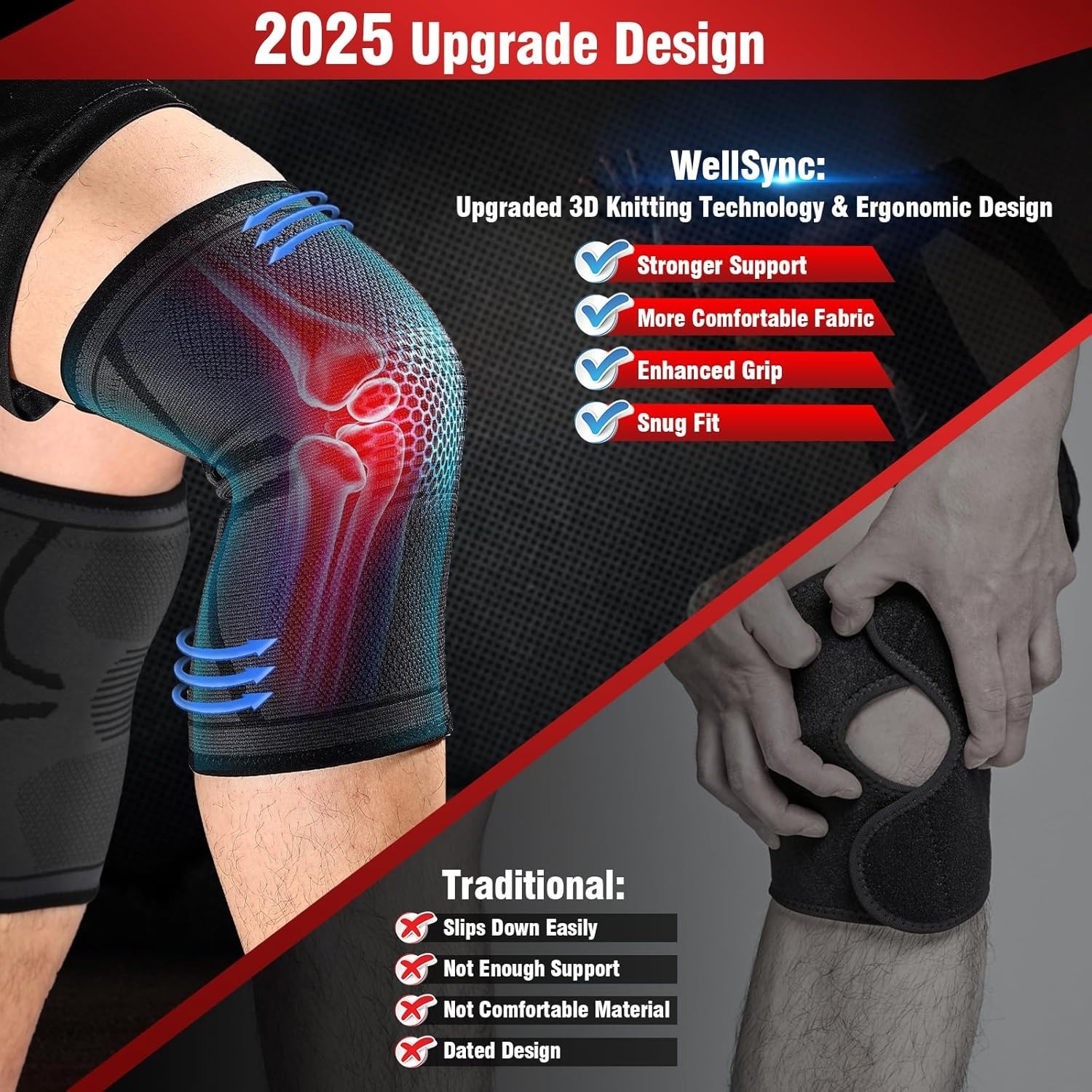 Ultimate Knee Support Compression Sleeves – 2 Pack, X-Large for Active Recovery