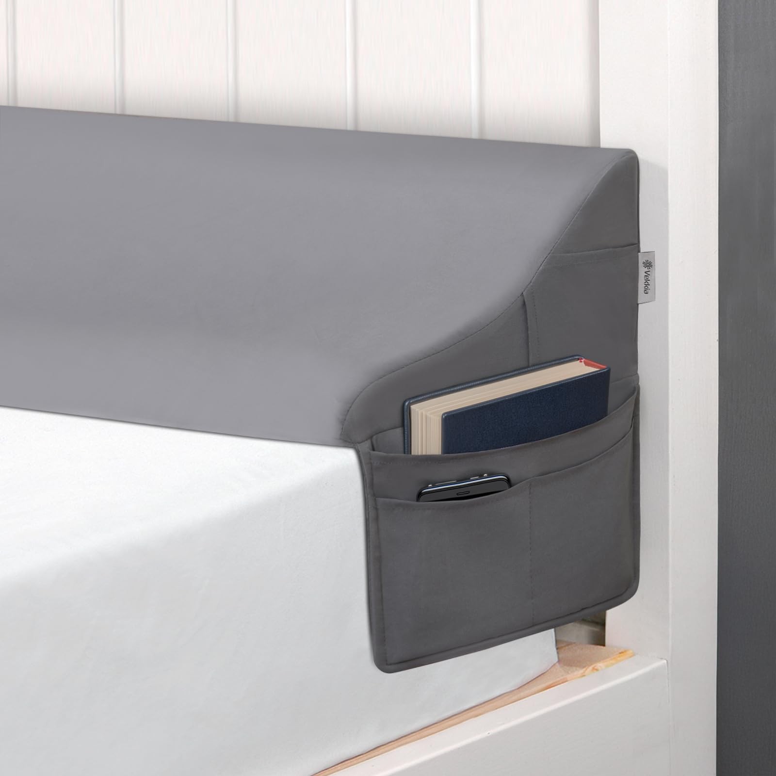 Vekkia Full Size Bed Wedge Pillow for Full(54″x10″x7″-gap Under 6″), Grey