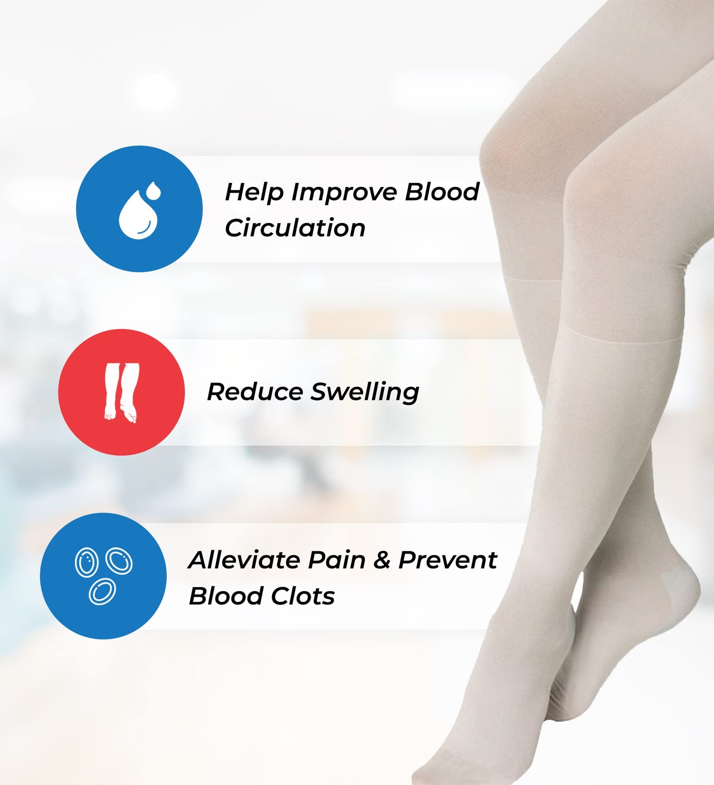 ITA-MED Anti-Embolism Thigh High Stockings for Men & Large (1 Pair), White