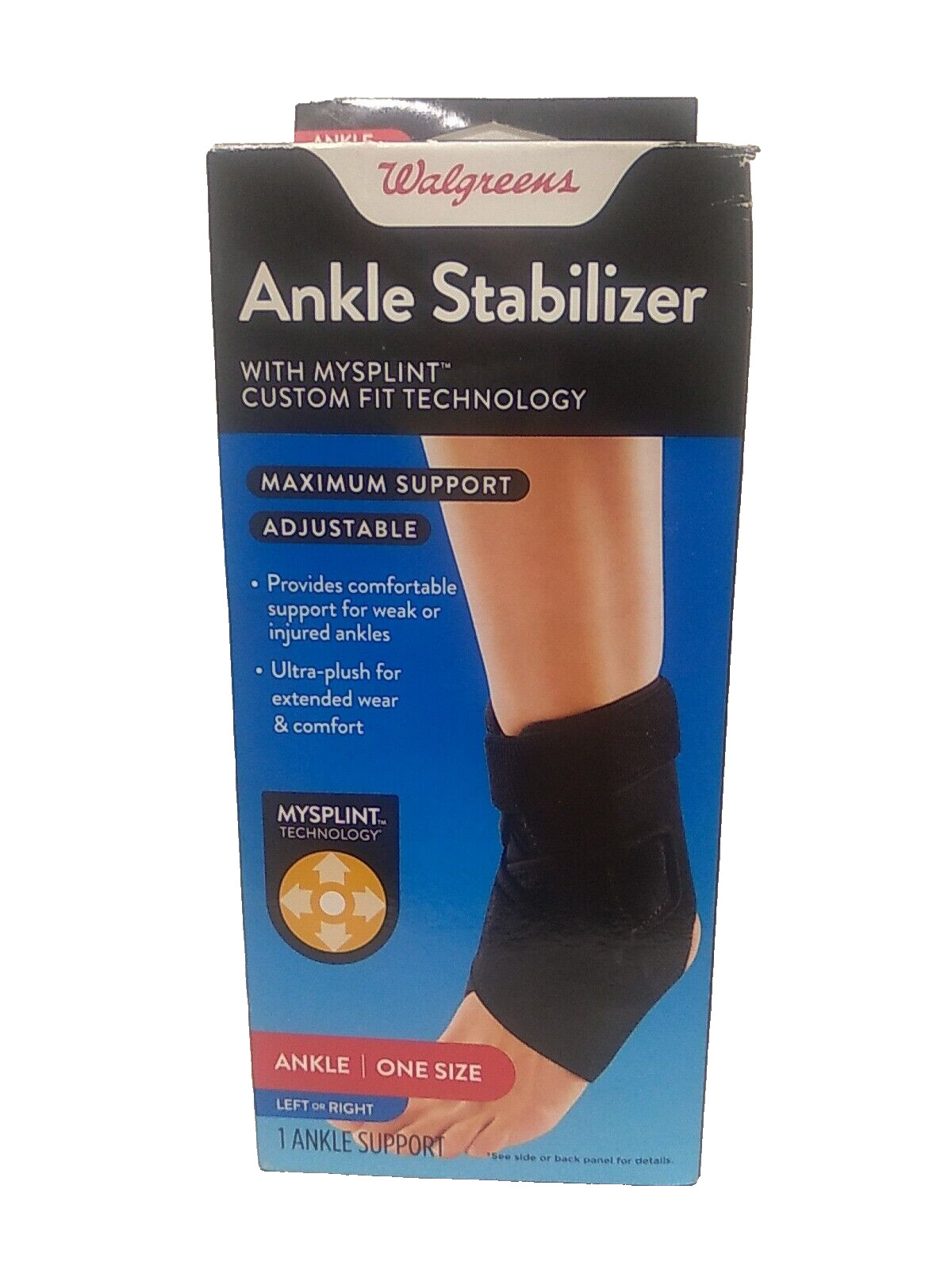 Walgreens~Ankle Stabilizer~Max Support~Adjustable~1 Size~New / Tape Repaired Box