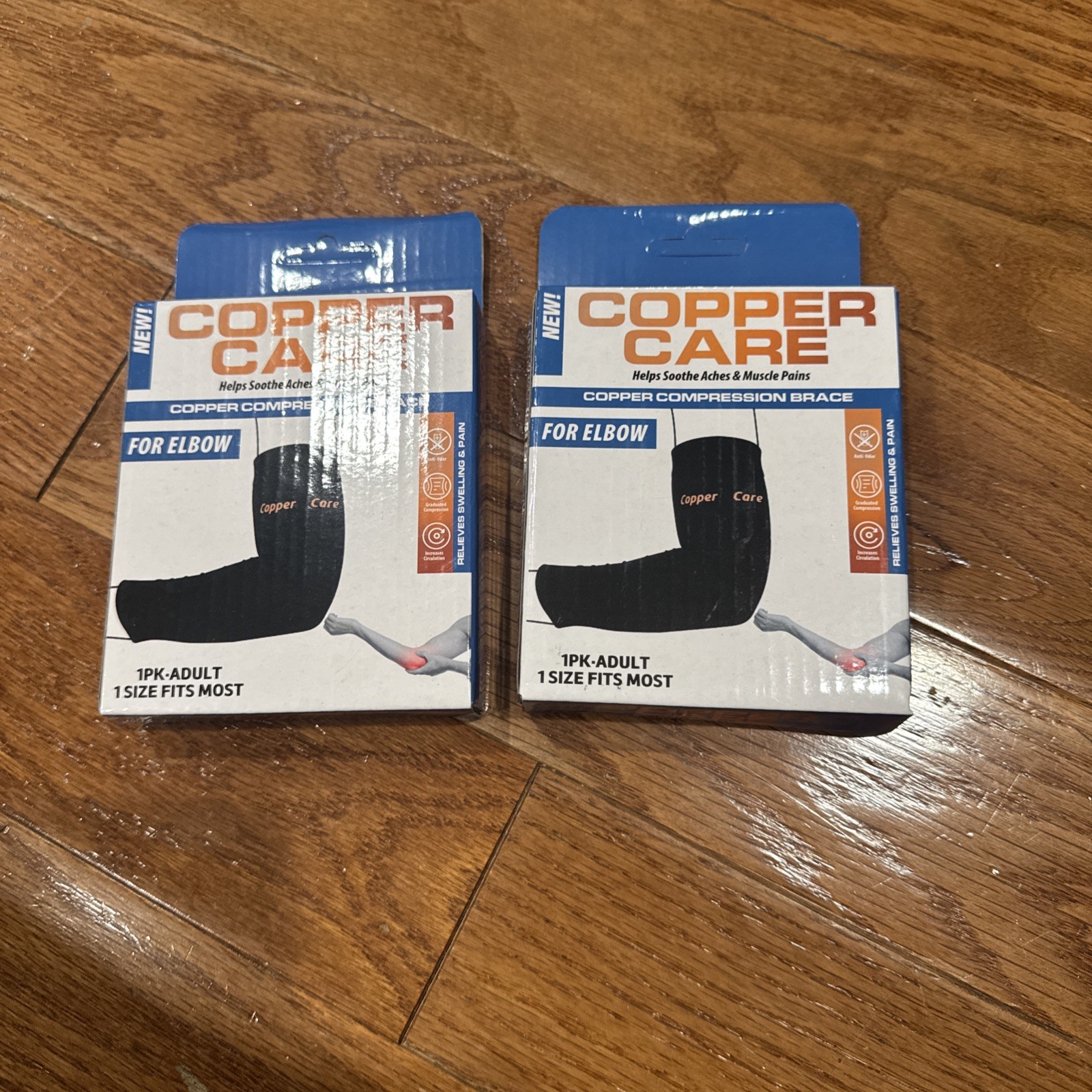 NEW Copper Care Copper Compression Brace for Elbow 2 Packs One Size Fits Most