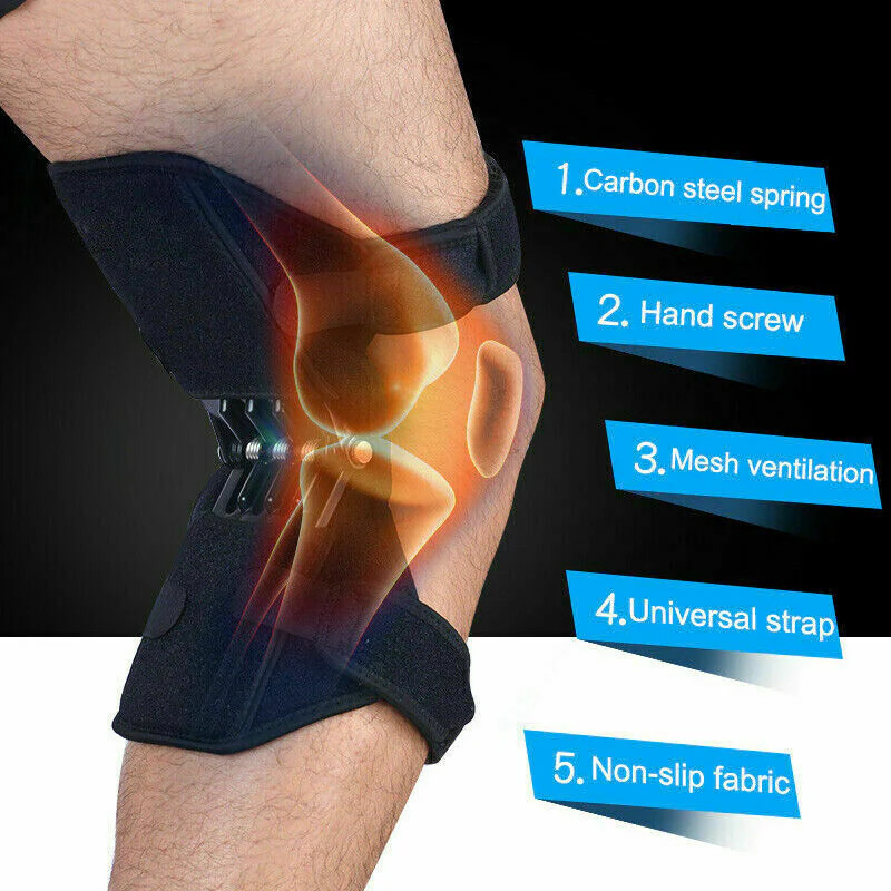 Power Knee Stabilizer Pads (1 Pair), Breathable for Home Travel (Black)