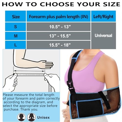 Arm Sling Shoulder Immobilizer,Breathable Mesh Adjustable Support Small Black