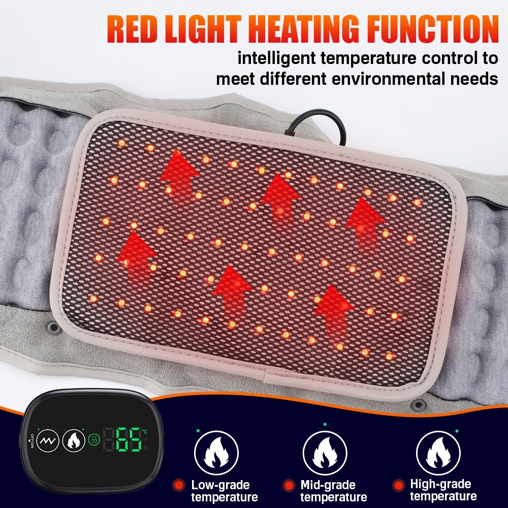 LED Heating Massage Decompression Belt Lumbar Support for Lower Back Pain Relief