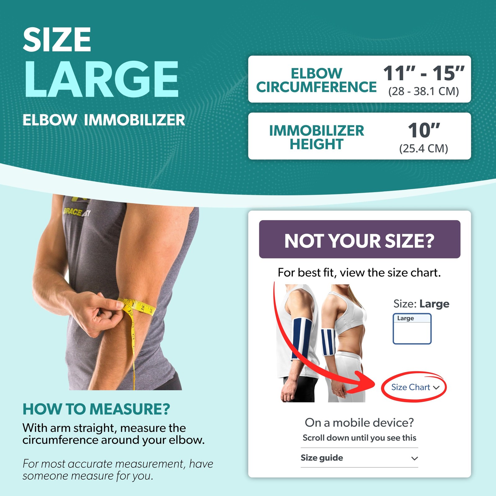 BraceAbility Elbow Stabilizer Brace | Immobilizer Splint & Large, Blue