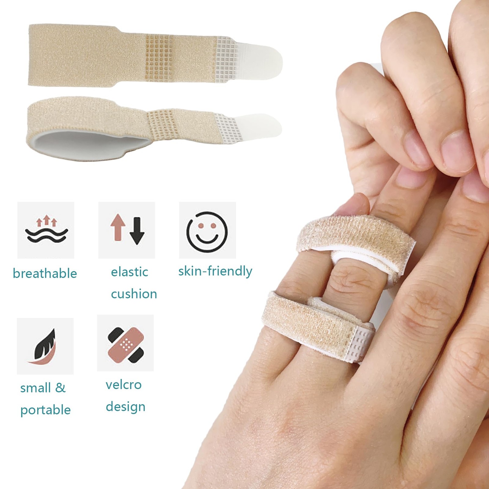Finger Buddy Straps 8 Pack Tape Padding Injured Relief Support Pinky Ring Index