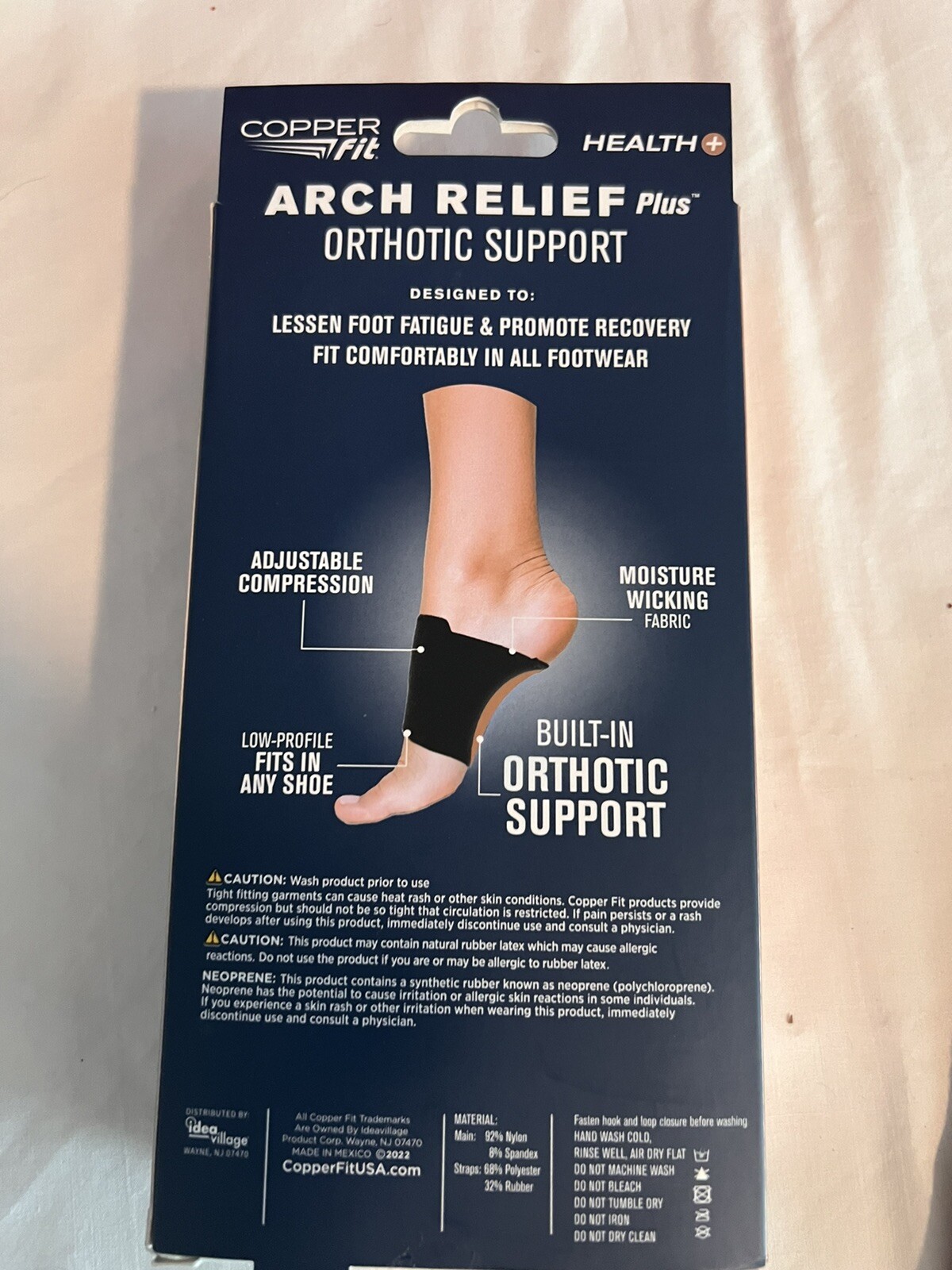Copper Fit Health Unisex Arch Relief Plus with Built-In Orthotic Support – Black
