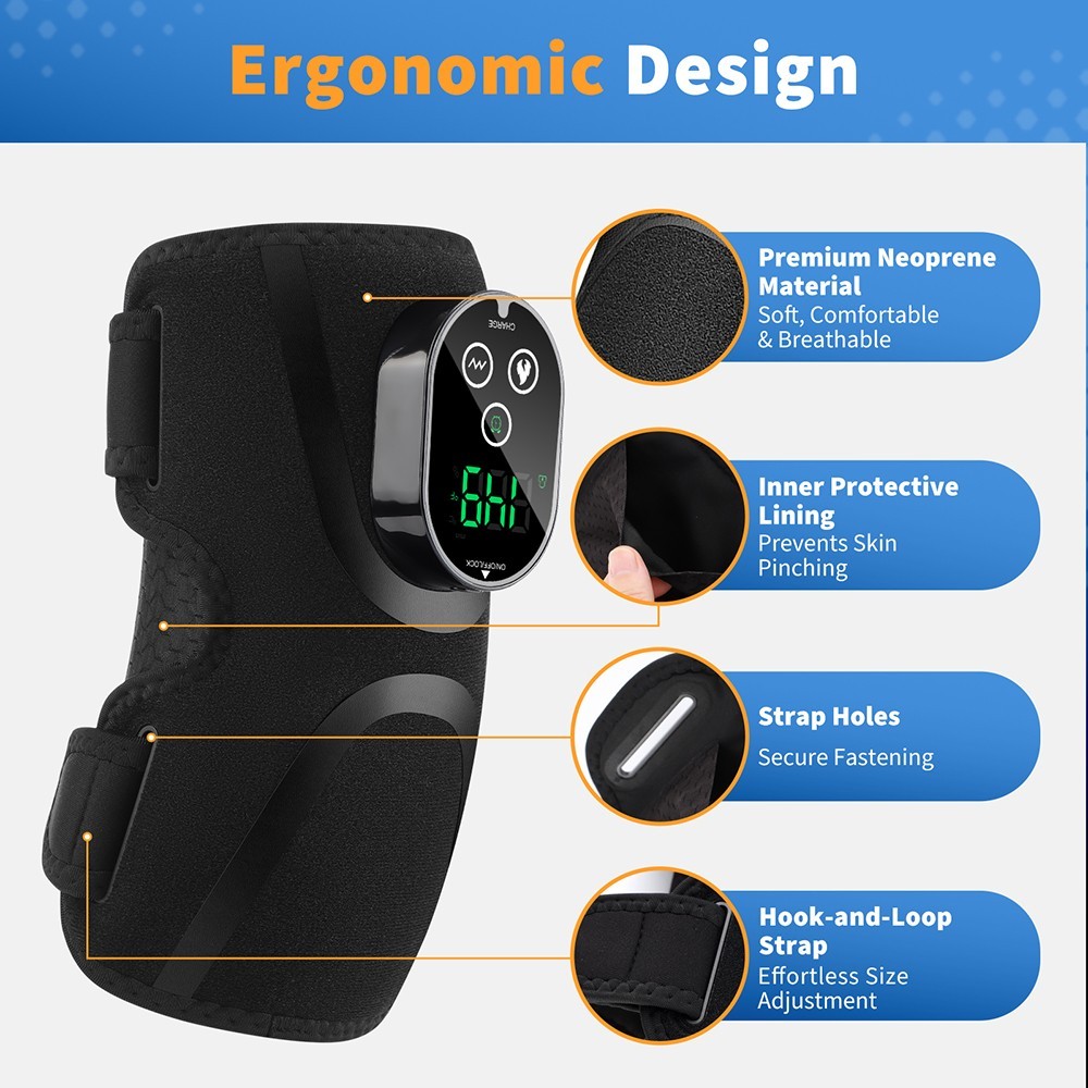 Cordless Heated Elbow Brace with Heat Vibration Massage,Relieve Joint Pain,Rech.