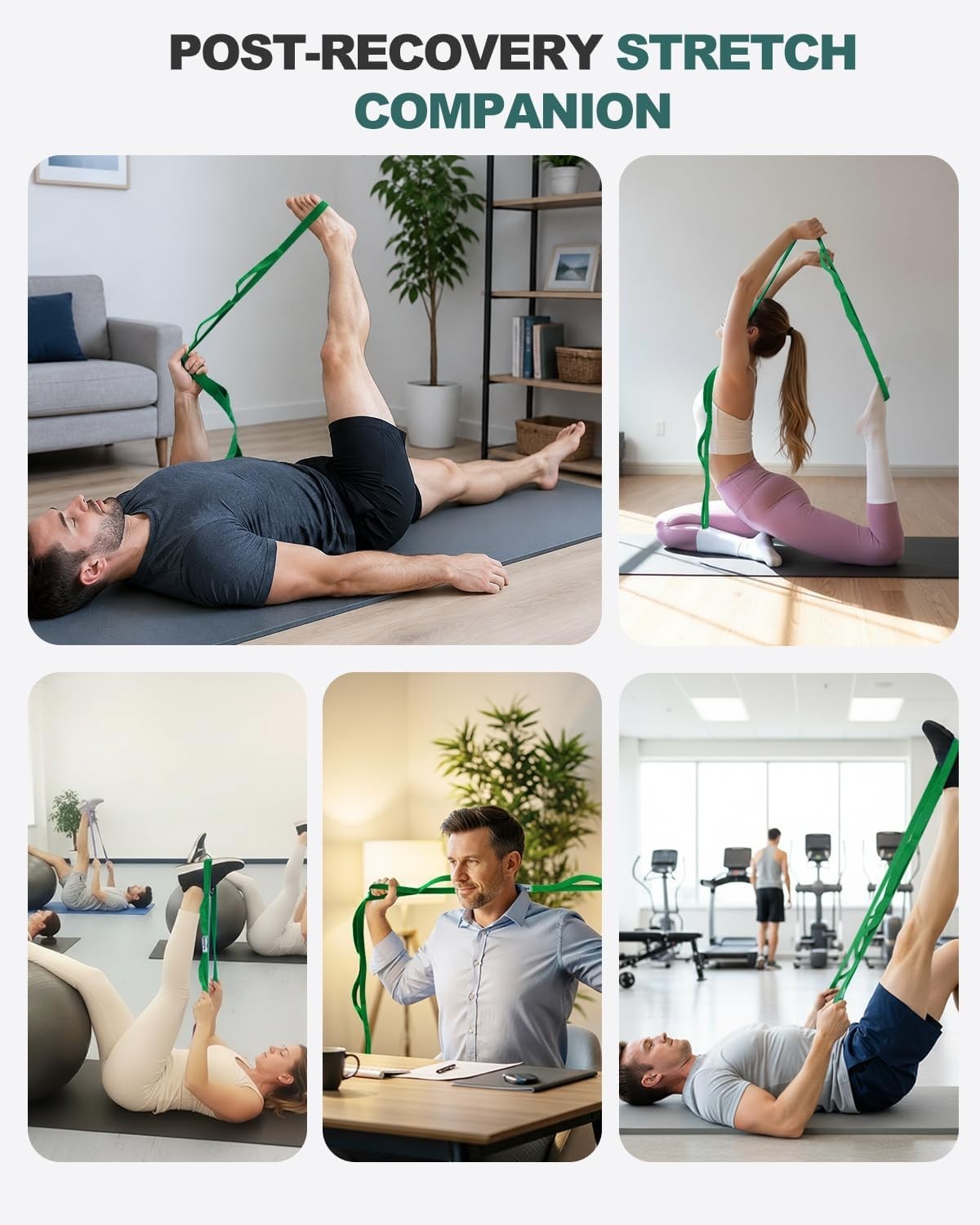 Quality Light Green Stretching Strap for Enhanced Flexibility & Safety