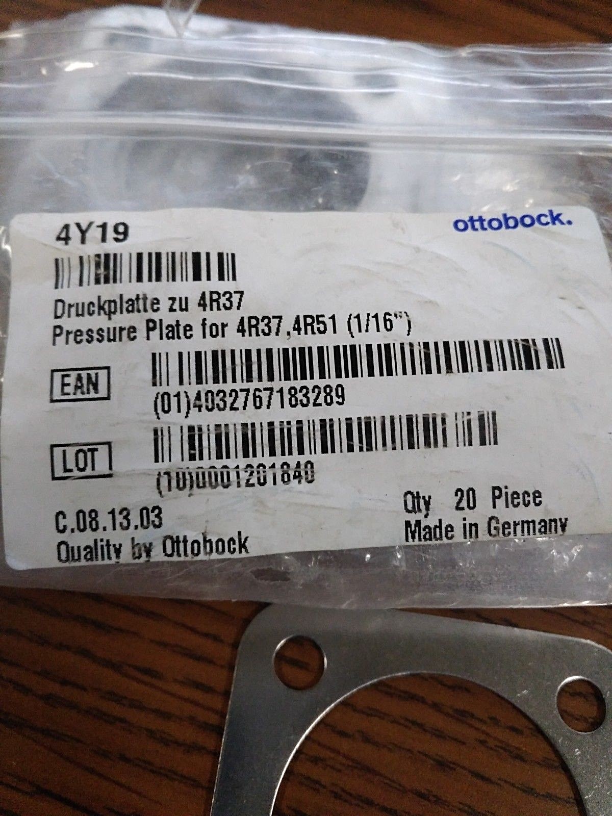 OTTOBOCK ~ PRESSURE PLATE 4Y19 For 4R37, 4R51 1/16”