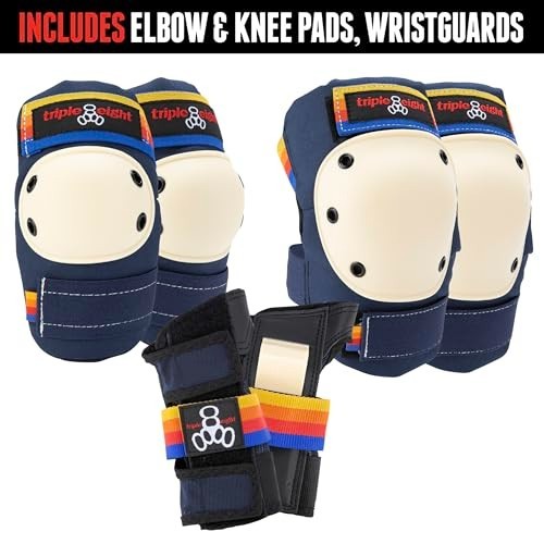 Triple Eight Saver Series 3-Pk Pad Set Knee Elbow Wrist Skateboard Junior Sz