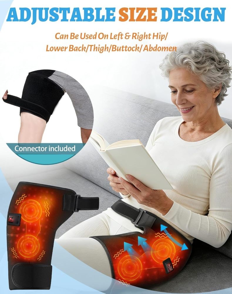 Hip Brace Red Light Therapy Cordless Heated Massage for Hip Sciatica Pain Relief