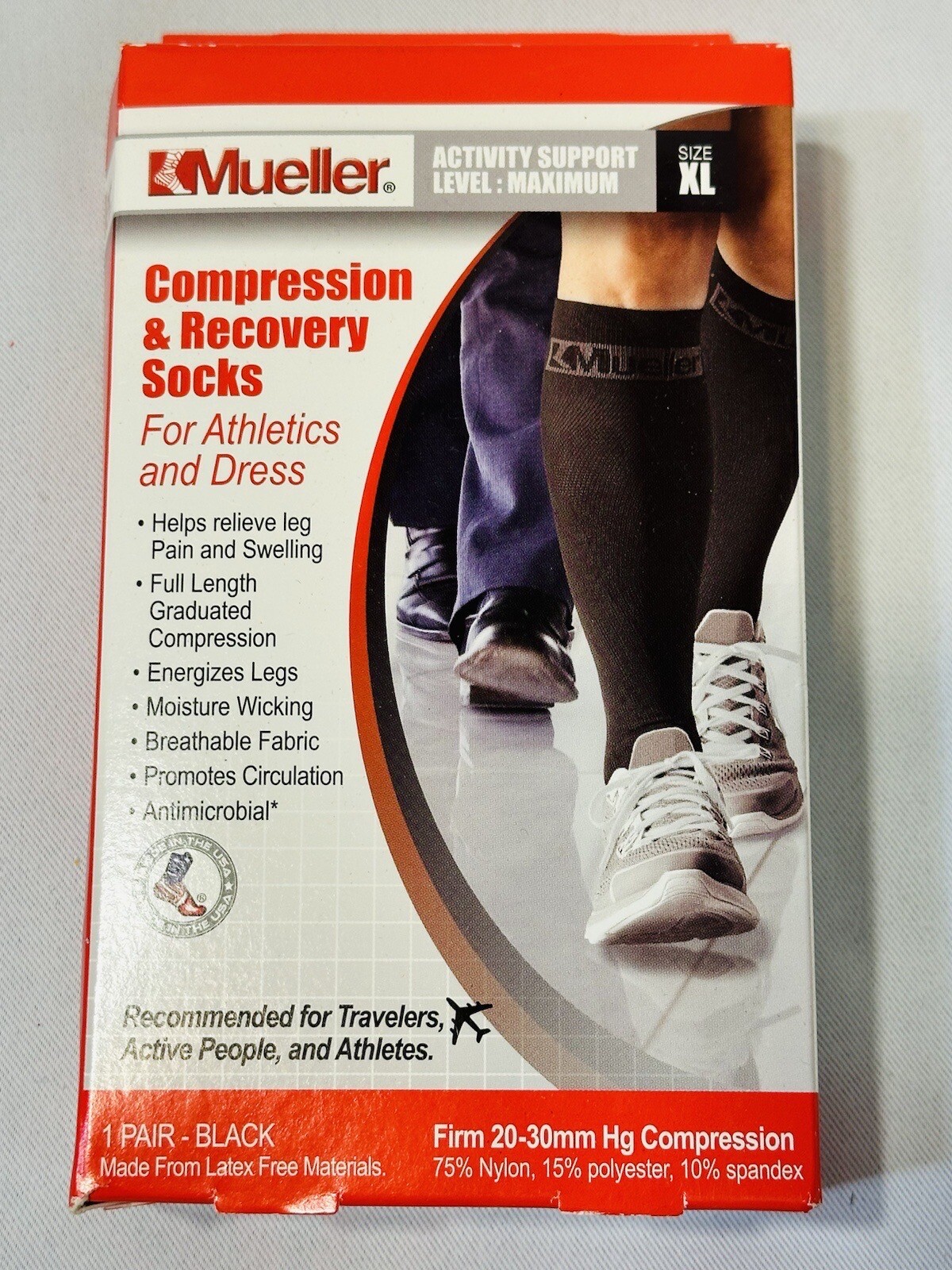 Compression And Recovery Socks Sz XL Black Firm 20-30 Mmhg For Athletics Dress