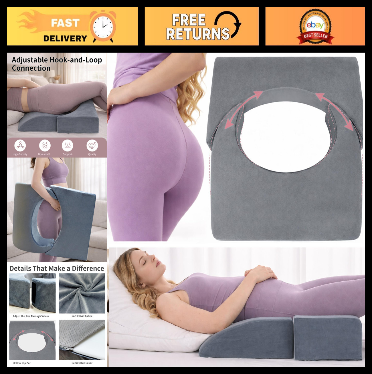 Adjustable BBL Recovery Pillow – High Density Foam Cushion for Post-Surgery Comf