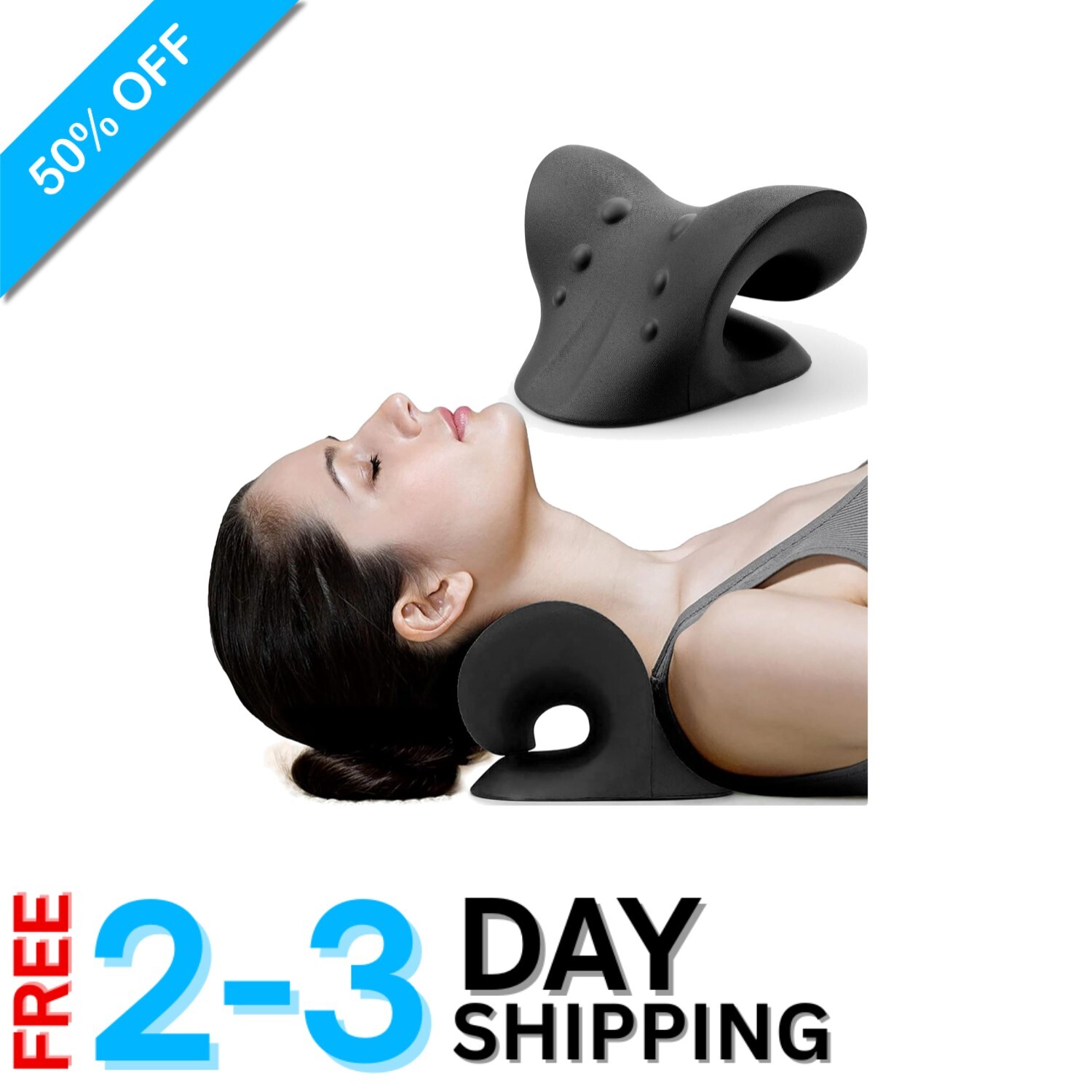 Compact Cervical Traction Pillow for Neck Pain Relief – Ergonomic & Portable